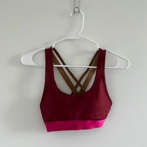 adidas Sports Bra. Size S. Red + Pink (patterned)